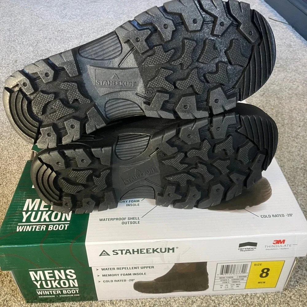 Staheekum Yukon Mens‎ 8 Winter Boots Brown Black Insulated Waterproof NEW IN BOX
